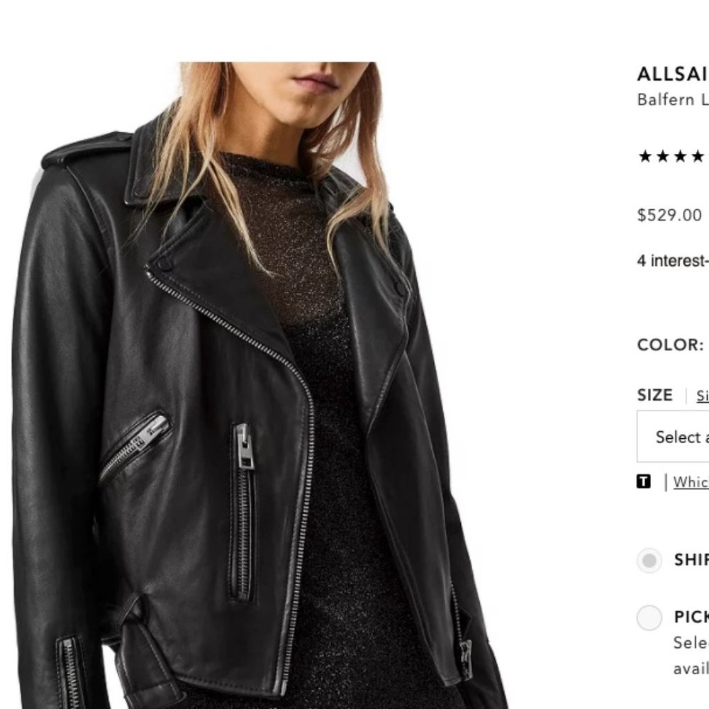 All Saints Black Leather Jacket - Picture 2 of 5